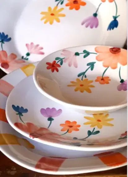 Piatto piano decoro fiori - La Gabbianella Venezia