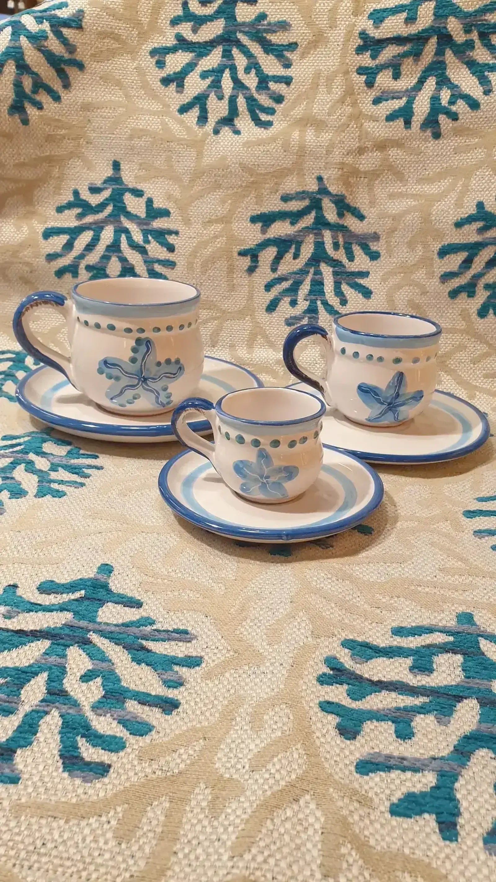 Tazzina caffè con piattino decoro Stella Marina - La Gabbianella Venezia